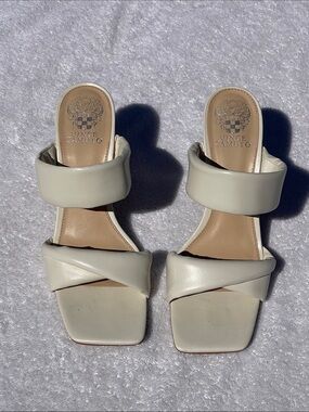 Vince Camuto Ivory Double-Band Padded Slide Sandals
